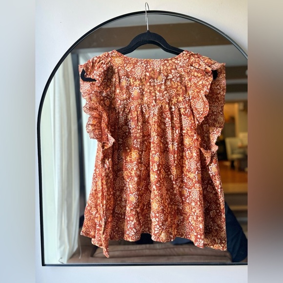 SUNDRY | Floral Flutter Sleeve top | size 2 (m/L) - Picture 6 of 7